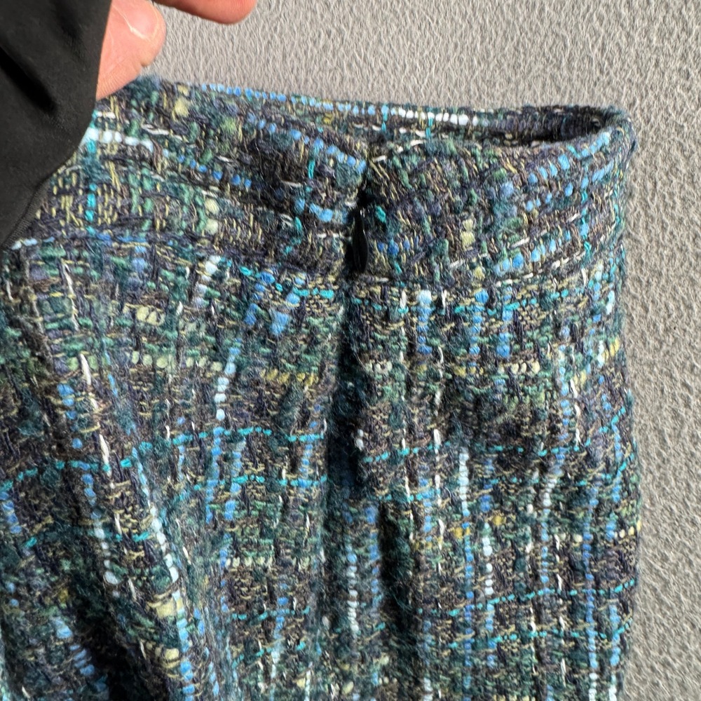 J.Jill Tweed Skirt Women 16‎ Petite Blue Green Wool Blend Pencil Office Party - Picture 8 of 9